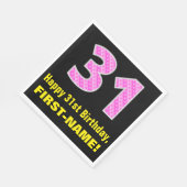 Serviette En Papier 31e anniversaire : Pink Stripes and Hearts "31" + (Coin)