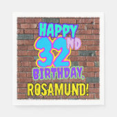 Serviette En Papier 32e anniversaire ~ Amusant, Graffiti urbain inspir (Devant)