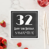 Serviette En Papier 32e anniversaire ~ Art Déco Inspiré Look "32", Nom (En situation)