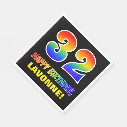 Serviette En Papier 32e anniversaire : Bold, amusant, simple, arc-en-c (Coin)