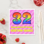 Serviette En Papier 32e anniversaire : Pink Stripes & Hearts, Arc-en-c (En situation)