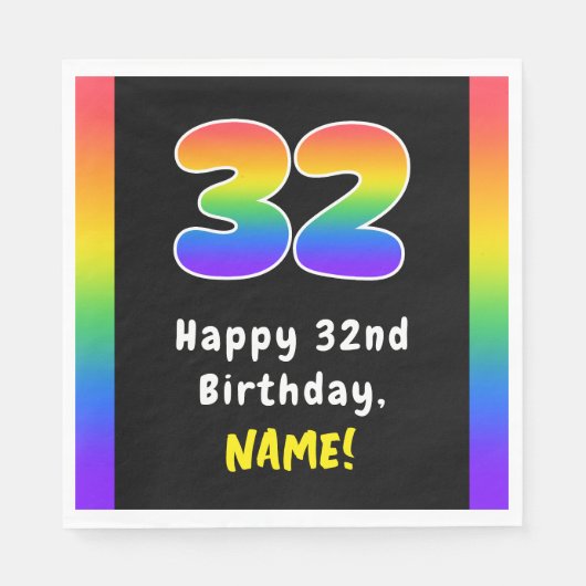 Serviette En Papier 32e anniversaire : Rainbow Spectrum # 32, Nom pers (Devant)