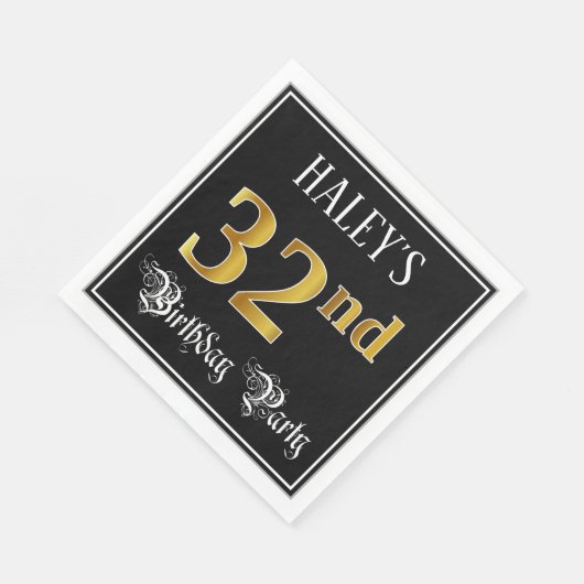 Serviette En Papier 32e fête d'anniversaire — Script fantaisie, Faux G (Coin)