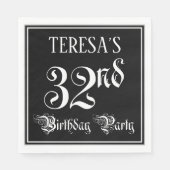 Serviette En Papier 32e fête d'anniversaire — Script fantaisie + Nom p (Devant)