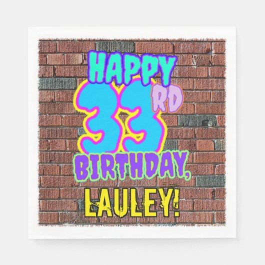 Serviette En Papier 33e anniversaire ~ Amusant, Graffiti urbain inspir (Devant)