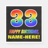 Serviette En Papier 33e anniversaire : Bold, amusant, simple, arc-en-c (Devant)