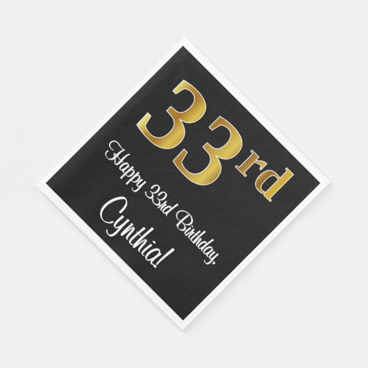 Serviette En Papier 33e anniversaire ~ Elégant luxe Faux Gold Look # (Coin)