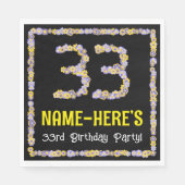 Serviette En Papier 33e anniversaire : Floral Flowers Numéro, Nom pers (Devant)