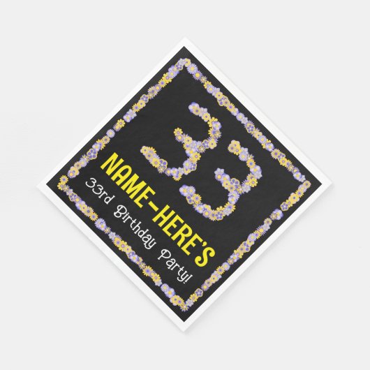 Serviette En Papier 33e anniversaire : Floral Flowers Numéro, Nom pers (Coin)