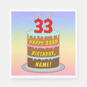 Serviette En Papier 33e anniversaire : Fun Cake and Candles + Nom pers (Devant)