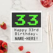 Serviette En Papier 33e anniversaire - Nerdy / Geeky Style "33" & Nom (En situation)