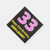 Serviette En Papier 33e anniversaire : Pink Stripes and Hearts "33" + (Coin)