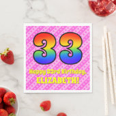 Serviette En Papier 33e anniversaire : Pink Stripes & Hearts, Arc-en-c (En situation)