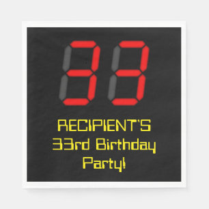 Serviette En Papier 33ème anniversaire : Rouge Digital Clock Style "33