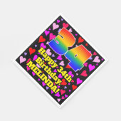 Serviette En Papier 34e anniversaire : Amour Hearts Motif, Arc-en-ciel (Coin)