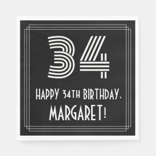 Serviette En Papier 34e anniversaire : Art Déco Inspiré Look "34" + No
