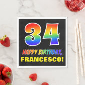 Serviette En Papier 34e anniversaire : Bold, amusant, simple, arc-en-c (En situation)