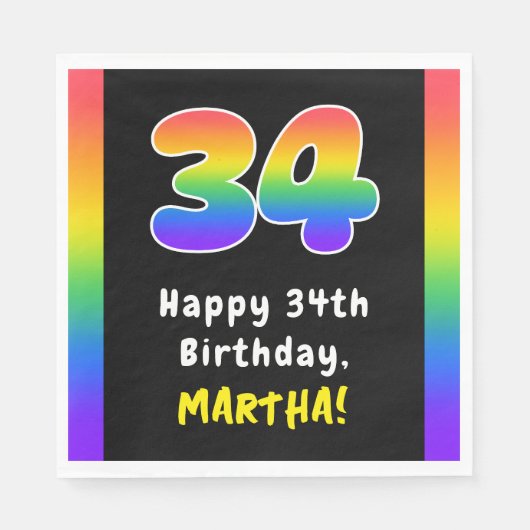 Serviette En Papier 34e anniversaire : Rainbow Spectrum # 34, Nom pers (Devant)