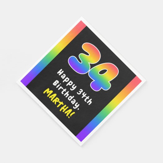 Serviette En Papier 34e anniversaire : Rainbow Spectrum # 34, Nom pers (Coin)