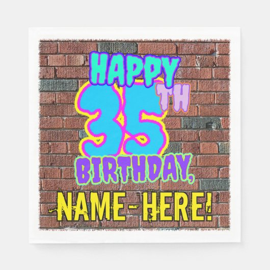Serviette En Papier 35e anniversaire ~ Amusant, Graffiti urbain inspir (Devant)