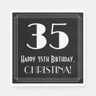 Serviette En Papier 35e anniversaire ~ Art Déco Inspiré Look "35", Nom