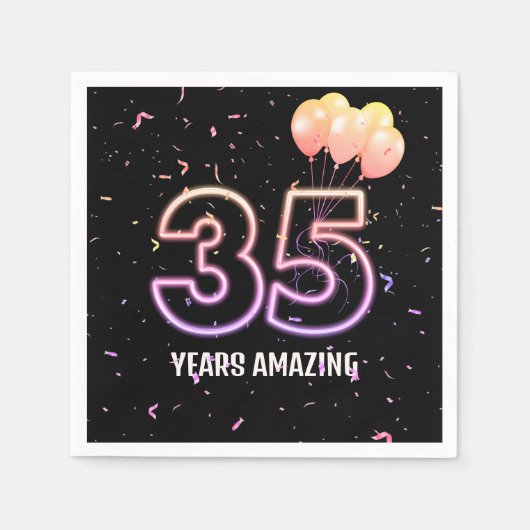 Serviette En Papier 35e anniversaire Balloons et Confetti (Devant)