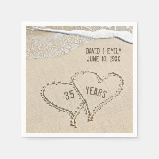 Serviette En Papier 35e anniversaire Beach Hearts Napkins (Devant)
