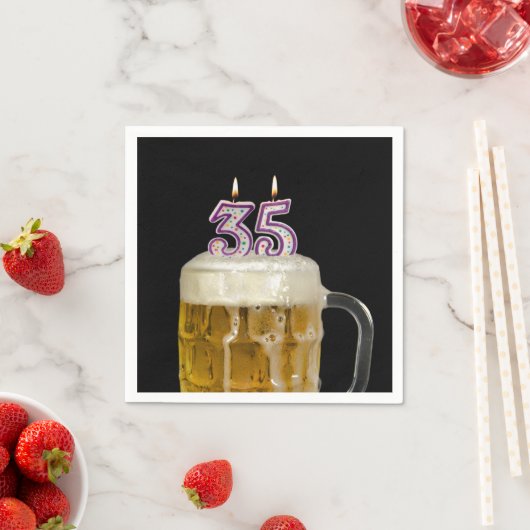 Serviette En Papier 35e Anniversaire Bière en noir (En situation)