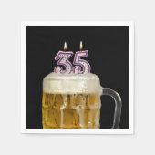 Serviette En Papier 35e Anniversaire Bière en noir (Devant)