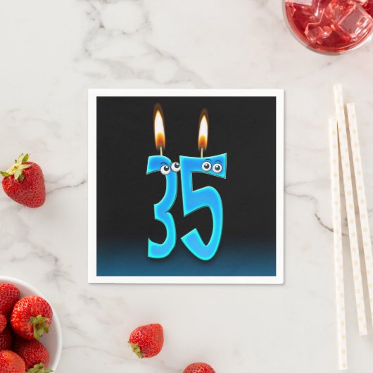 Serviette En Papier 35e anniversaire bougies avec boules d'yeux (En situation)