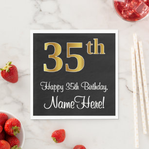 Serviette En Papier 35e anniversaire ~ Elégant Luxueux Faux Gold Look