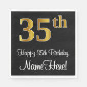 Serviette En Papier 35e anniversaire ~ Elégant Luxueux Faux Gold Look  (Devant)