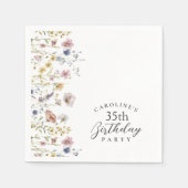 Serviette En Papier 35e anniversaire Fleurs sauvages de fête aquarelle (Devant)