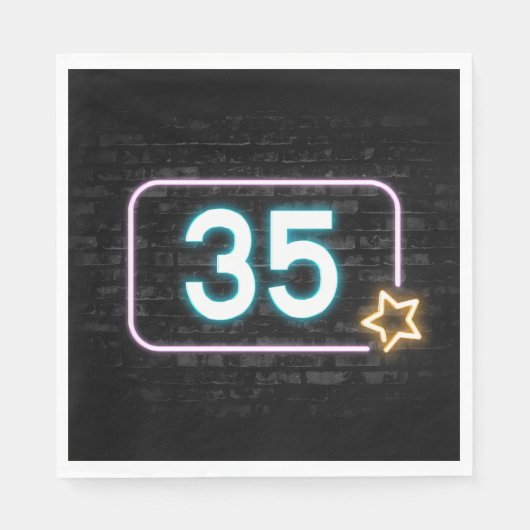 Serviette En Papier 35e anniversaire Neon Connexion en brique (Devant)