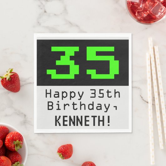 Serviette En Papier 35e anniversaire - Nerdy / Geeky Style "35" & Nom (En situation)