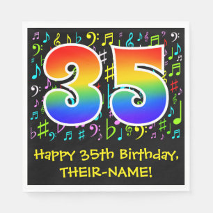 Serviette En Papier 35e anniversaire - Symboles de musique colorée, Ar