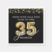 Serviette En Papier 35e Classe Reunion Black Gold Balloons Confetti (Devant)
