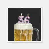 Serviette En Papier 36e Anniversaire Bière en noir (Devant)