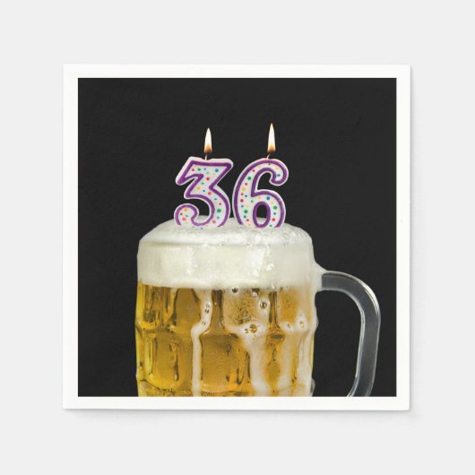Serviette En Papier 36e Anniversaire Bière en noir (Devant)