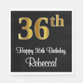 Serviette En Papier 36e anniversaire ~ Elégant Luxueux Faux Gold Look  (Devant)