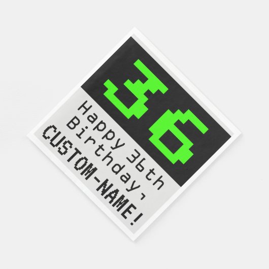 Serviette En Papier 36e anniversaire - Nerdy / Geeky Style "36" & Nom (Coin)