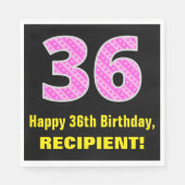 Serviette En Papier 36e anniversaire : Pink Stripes and Hearts "36" + (Devant)