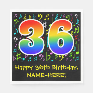 Serviette En Papier 36e anniversaire - Symboles de musique colorée, a