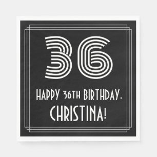Serviette En Papier 36ème anniversaire : Art Déco Inspiré Look "36" + 