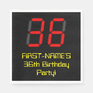 Serviette En Papier 36ème anniversaire : Rouge Digital Horloge Style "