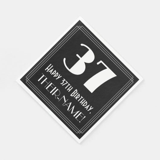 Serviette En Papier 37e anniversaire ~ Art Déco Inspiré Look "37", Nom (Coin)