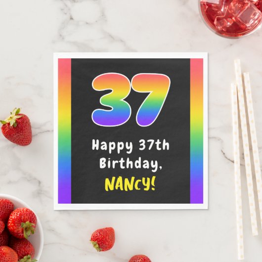 Serviette En Papier 37e anniversaire : Rainbow Spectrum # 37, Nom pers (En situation)
