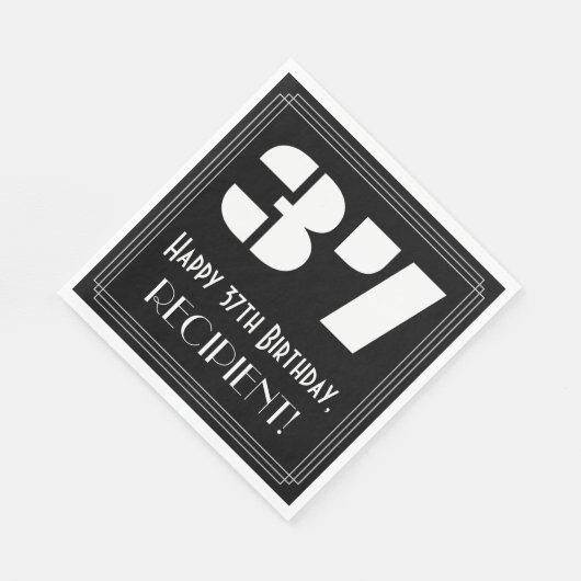 Serviette En Papier 37ème anniversaire : Art Déco Inspiré Look "37" +  (Coin)