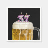 Serviette En Papier 37th Birthday Beer on black (Devant)