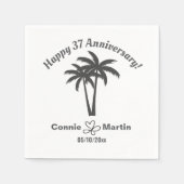 Serviette En Papier 37th Wedding Anniversary Palm Trees (Devant)
